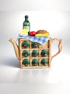 Vintage collectible “French Picnic" teapot by Swineside Ceramics of England